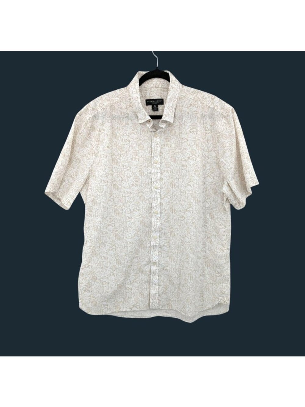 Pronto Uomo Hawaiian Button Up Camp Shirt Tropical Leaf Coastal Vacation Xlarge